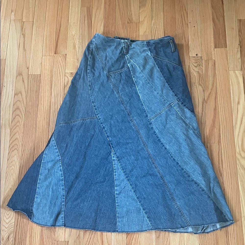 J. Jill Blue Patchwork A-Line Skirt